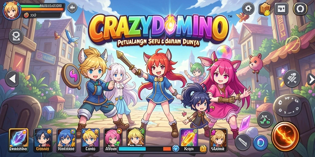 Tampilan seru permainan <strong>CRAZYDOMINO</strong> yang penuh aksi dan karakter anime.