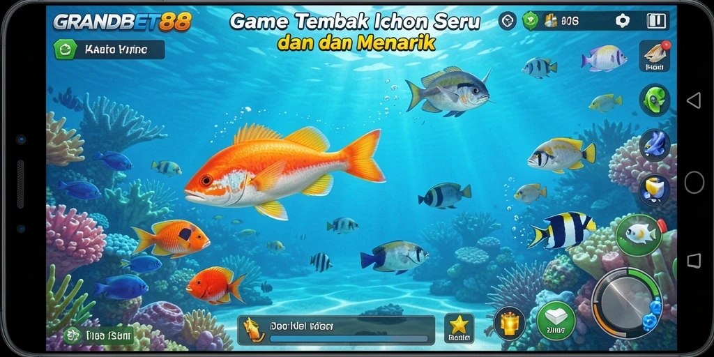 Screenshot menampilkan aksi seru gameplay Tembak Ikan di GRANDBET88.