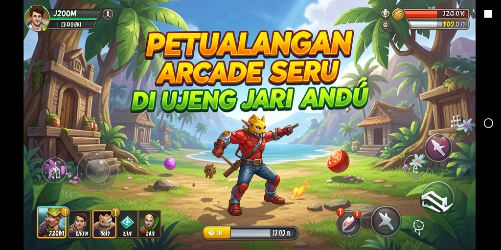 Tampilan gameplay seru J200M dalam petualangan Arcade penuh aksi.