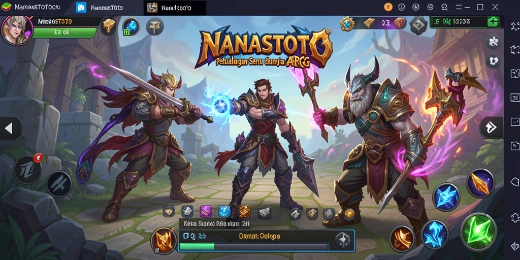 Screenshot NANASTOTO menunjukkan aksi seru dalam pertarungan ARPG.