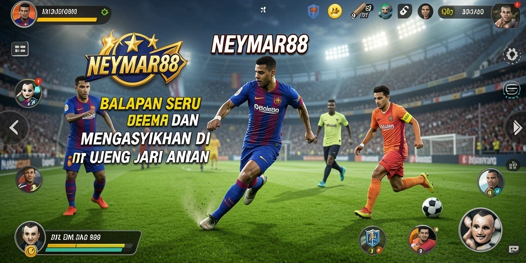Tampilan gameplay seru di NEYMAR88 saat balapan dengan pemain lain.