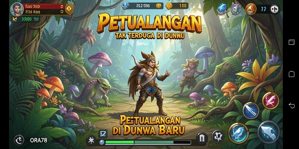 Tampilan game ORA78 yang menawan saat menjelajahi dunia petualangan.
