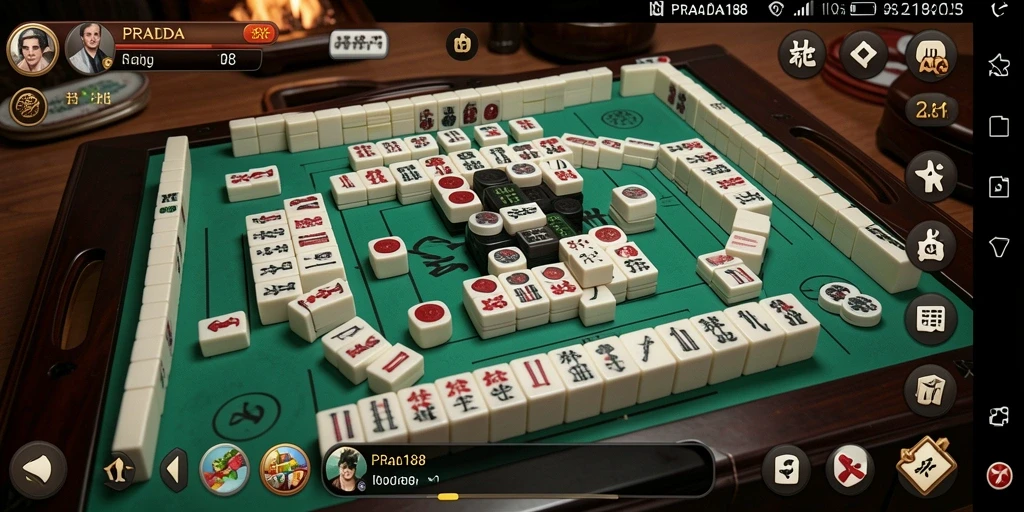 Tangkapan layar PRADA188 menunjukkan gameplay Mahjong yang seru.