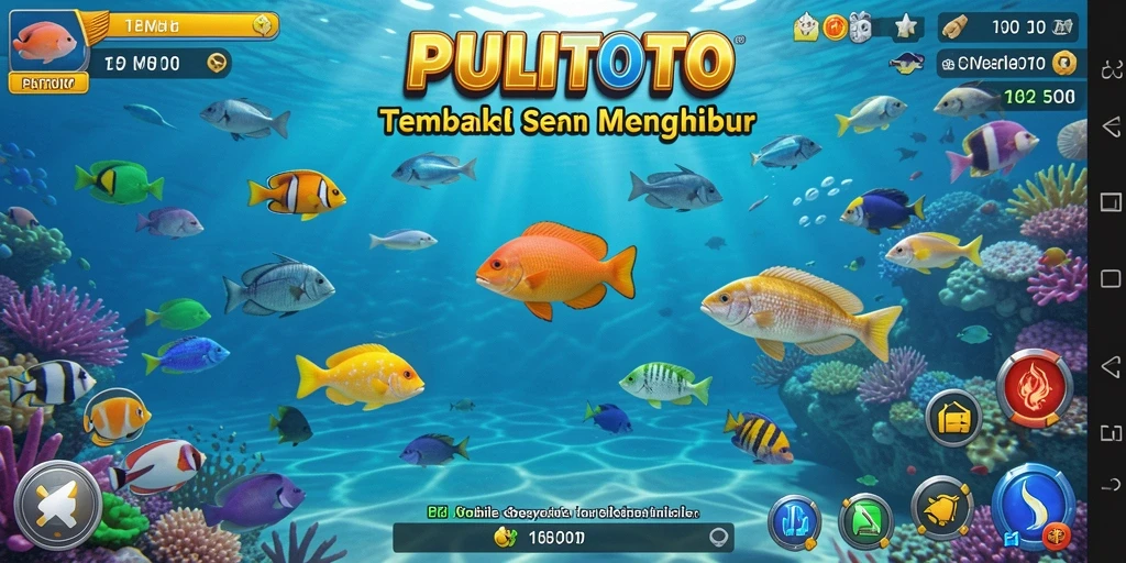 Tampilan gameplay PULITOTO dengan aksi menembak ikan yang seru.