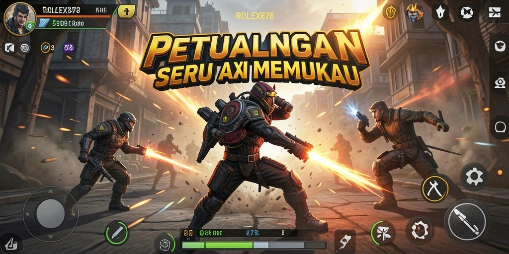 Tangkapan layar gameplay ROLEX878 menunjukkan aksi mendebarkan di medan pertempuran.