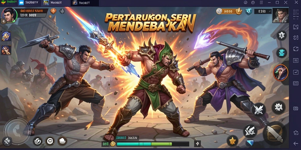Screenshot utama SBOBET menampilkan aksi pertarungan mendebarkan.