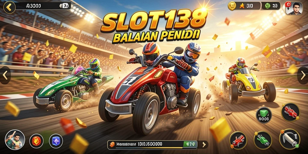 Tampilan menarik dari gameplay balapan SLOT138 yang intens.