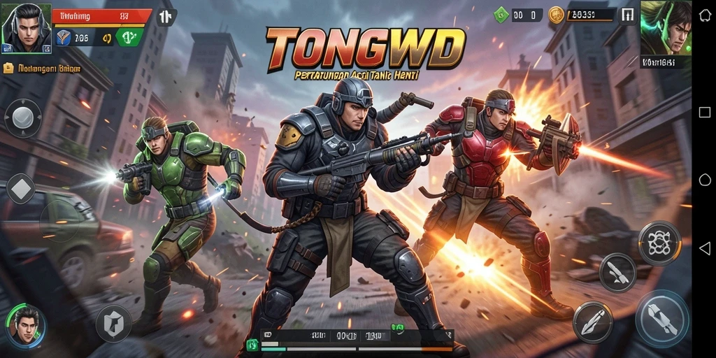 Screenshot TONGWD menampilkan aksi pertarungan yang seru.