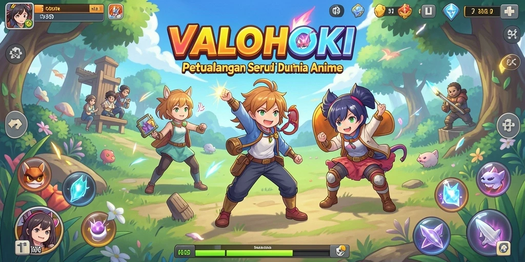 Screenshot VALOHOKI menampilkan karakter anime dalam aksi seru.