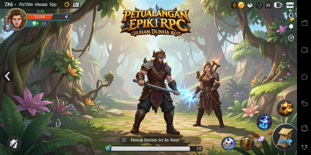 Screenshot ZK6 menampilkan pertempuran epik dalam dunia RPG.